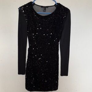 Forever 21 Black Sequin Long Sleeve Dress